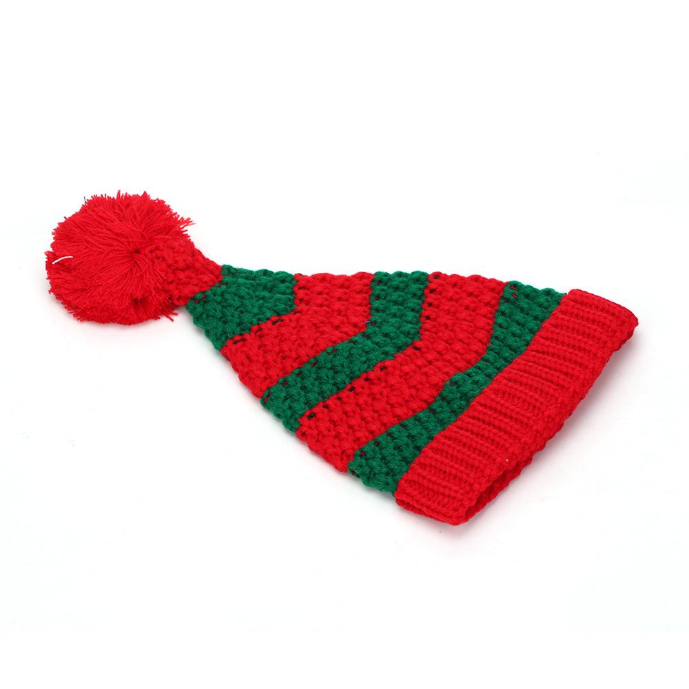 Унисекс Рождественская вязаная шапка с помпоном: Дизайн в стиле колор-блок для осени и зимы