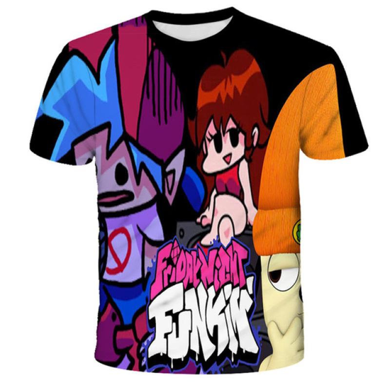 Футболки Fridany Night Funkin для мальчиков и девочек, летняя футболка с героями мультфильмов, детская одежда, повседневные топы с короткими рукавами, футболки, детские футболки
