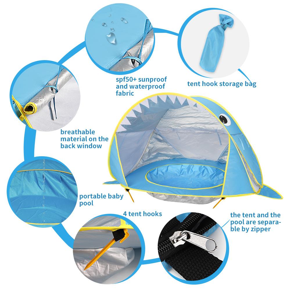 Детская пляжная палатка с защитой от ультрафиолета, солнцезащитная палатка с бассейном, детская пляжная палатка, всплывающая портативная навесная палатка для бассейна, защита от ультрафиолета, солнцезащитная палатка