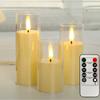 3-Pack Flameless LED Candle Gold Gray Transparent Acrylic LED Lamp Electronic Candle for Christmas Halloween Wedding Home Decor