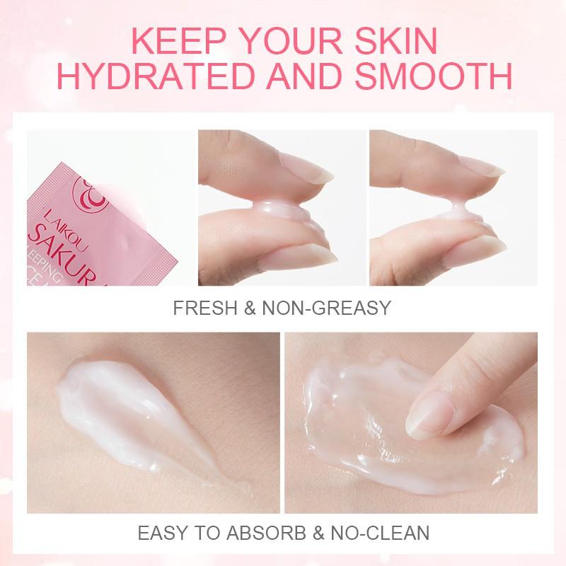 LAIKOU Сакура Ночная маска Уход за кожей от прыщей Увлажняющая успокаивающая маска для лица Увлажняющий крем 3gx15pcs