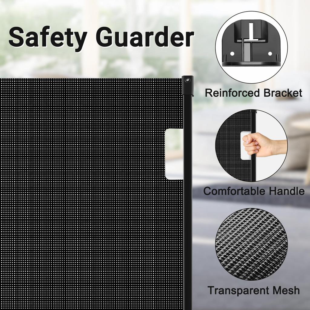 Ycozy BabySafe Детские ворота на роликах, рулонные защитные ворота, инновационная версия, двойной замок, максимальная ширина установки 200 см над лестницей, ворота для домашних животных без барьеров