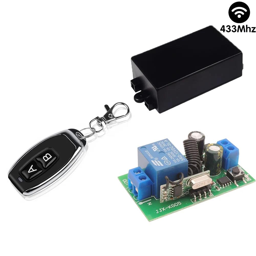 220V Wireless Switch 433MHz Light Remote Control Switch 10A Relay Module Universal Transmitter KeyFob for Smart Home LED Fan DIY