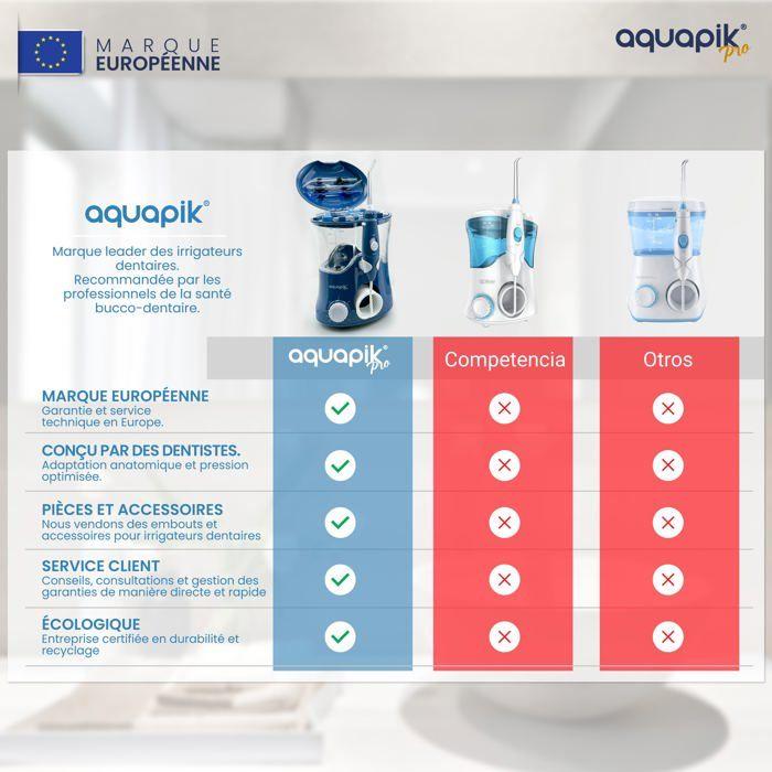 Aquapik® pro jet dentaire | recommandé par des dentistes | 8 embouts + 10 niveaux de pression + réservoir de 600 ml. blue