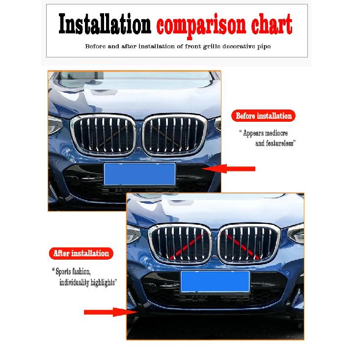 For BMW 4 Series F36 420i 428i 435i Coupe & Convertible & Gran Coupe 2014-up 2Pcs Car Front Grille Cover Trim Strips Accessories