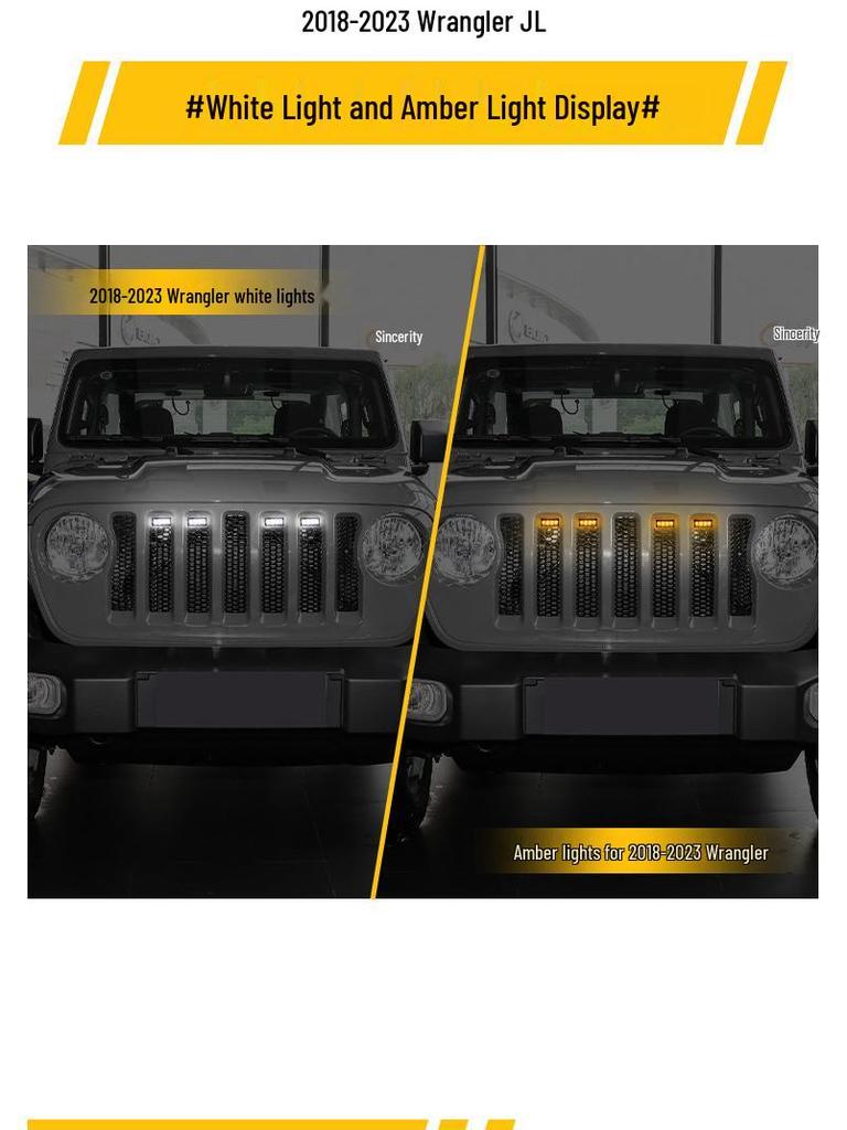 Jeep Wrangler JL 18-23 RGB DRL Grille Lights with 7-Color APP Control