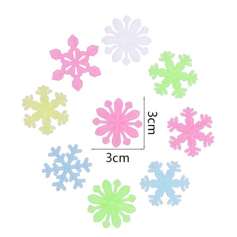 1 Set 50pcs Luminous Snowflake Wall Stickers Kids Room Christmas New Year Home Decor