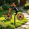 Yard Art for Garden Halloween Wizard/Ghost/Black Cat/Skeleton Bicycle Ground Stake Ornament, Metal Stakes, Patio And Balcony Ornaments Decorative