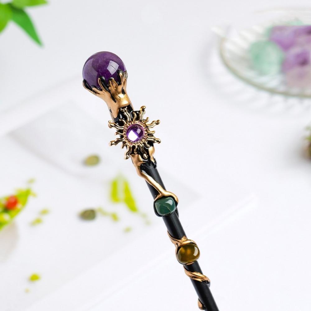 DIY Handmade Crystal Magic Wand Halloween Prop Magic Scepter Creative Fairy Stick Women Girls