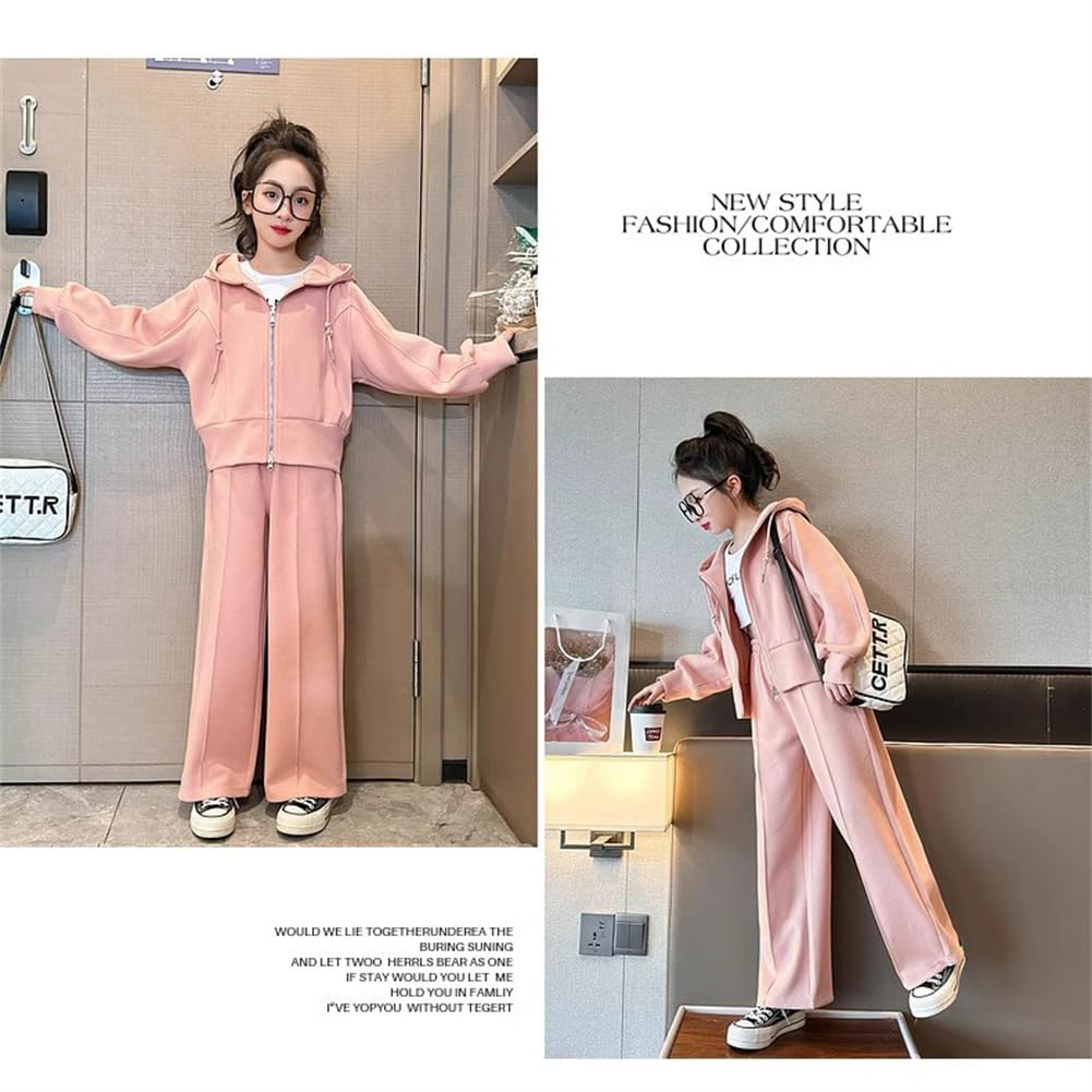 Комплект одежды для подростков с длинным рукавом, корейская комплект одежды для девочек, весна-осень, с длинным рукавом, парка, спортивные штаны, комплект верха и низа, повседневный, свободный, для детей, милый, 120