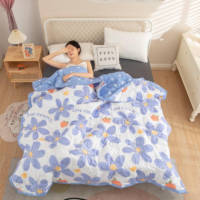 Новое стеганое одеяло с принтом, стеганое одеяло из стиранного хлопка, одеяло для весны и осени, летнее прохладное одеяло, тонкое одеяло, домашний текстиль, машинная стирка, гипоаллергенное постельное белье