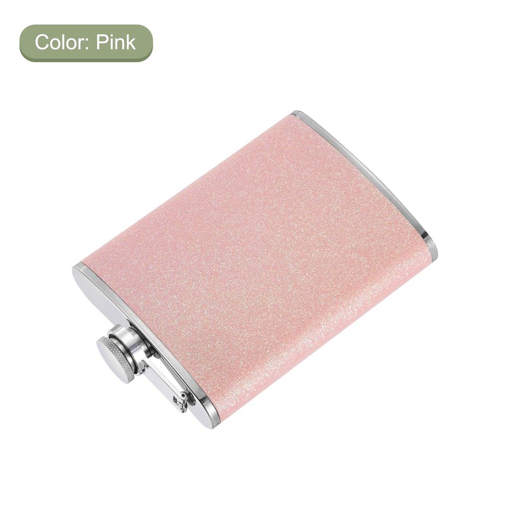 Фляжка из нержавеющей стали uxcell для спиртных напитков и выпивки, 8 унций, герметичная, идеально подходит для кемпинга, пеших прогулок, активного отдыха на природе, ярко-розового цвета (230ml)