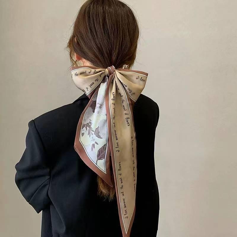 Classic French Silk Scarf: Retro Headband & Hair Ribbon for Women