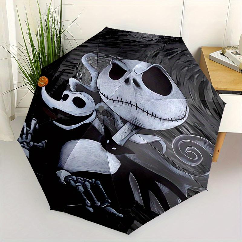 Jack Skellington,Nightmare Before Christmas Automatic Opening and Closing Umbrella - 8-rib Folding Design, Lightweight and Portable, Suitabl