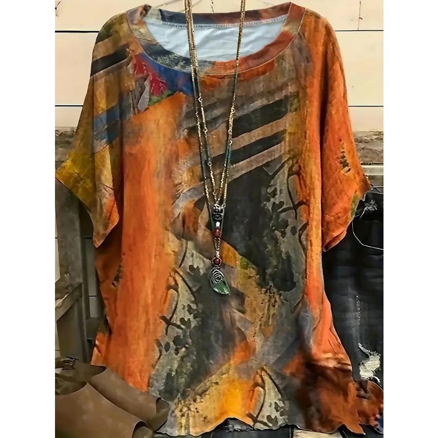 XL-7XL Большой размер Универсальный модный трендовый пуловер с принтом Футболка с короткими рукавами Топ