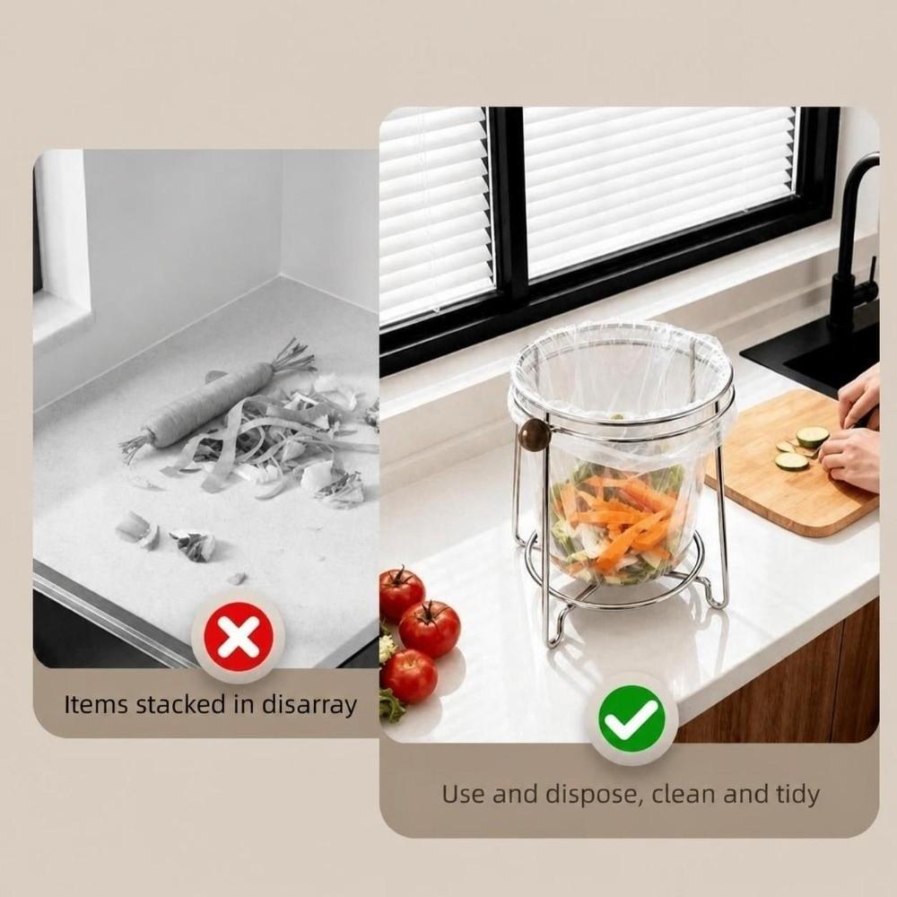 Stainless Steel Trash Bag Rack Space Saving Waste Organizer Stand Home Storage
