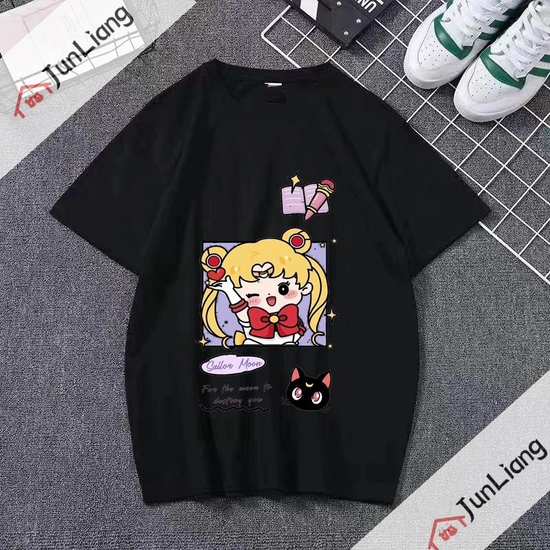 Sailor Moon Unisex Clothing Unisex Anime Kawaii Cute Short Sleeve Tee Футболка с принтом в виде топов Streetwear Y2k Graphic Shirts