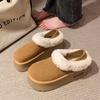 Ботильоны женские на меху, замшевые мокасины на платформе, плюшевые хлопковые туфли, повседневные тапочки, тренд зимы 2025 года, удобные ботинки для ходьбы, женские