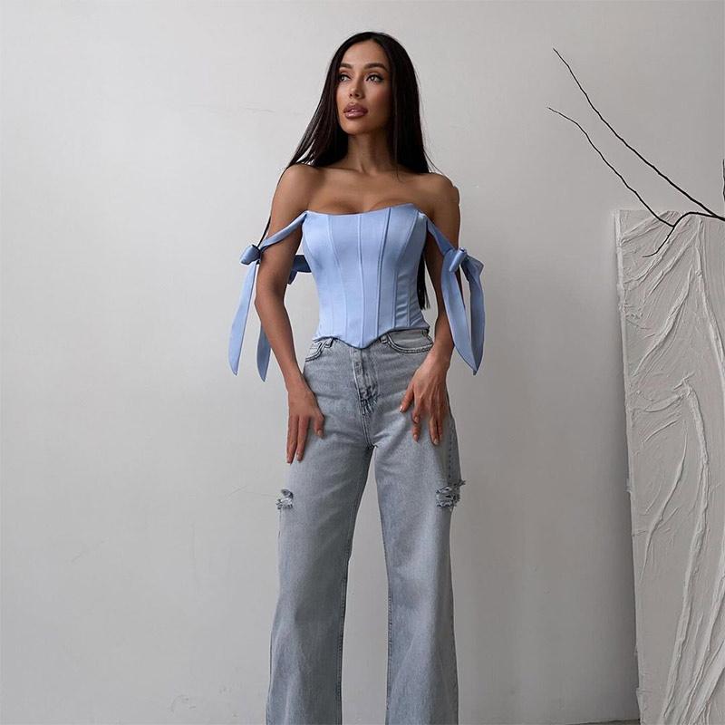 Сексуальный облегающий жилет без бретелек с открытой спиной и нерегулярными бретельками в виде рыбьей кости, модный короткий топ с высокой талией и открытым пупком, весна и лето