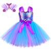 Mermaid Costume for Girls Halloween Birthday Party Dresses Outfit Kids Fancy Tulle Princess Tutu Dress Ball Gown