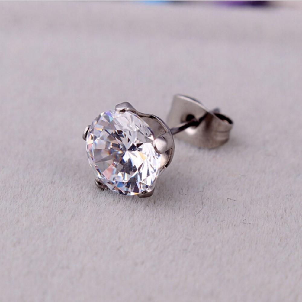 1pcs Stylish Jewelry Four Claws Drop Ear Stud Cubic Zirconia Earrings Titanium Steel