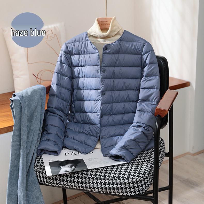 2024 Women's Slim Lightweight Down Jacket - Short, Round Neck, Warm Inner Layer, Trendy Plus Size Outerwear
