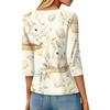 Women's Fashion Loose Casual Seven Sleeve Printed Round Neck Top