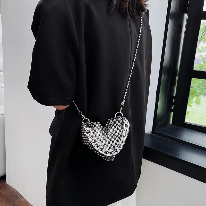 Дизайнерская женская сумка ручной работы с бисерной цепочкой и любовным принтом, новая, с индивидуальностью, модная, на плечо, сумка-мессенджер