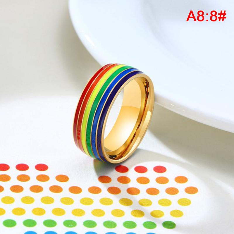 Эмалированное кольцо из нержавеющей стали с радужным ЛГБТ-кольцом для геев-лесбиянок