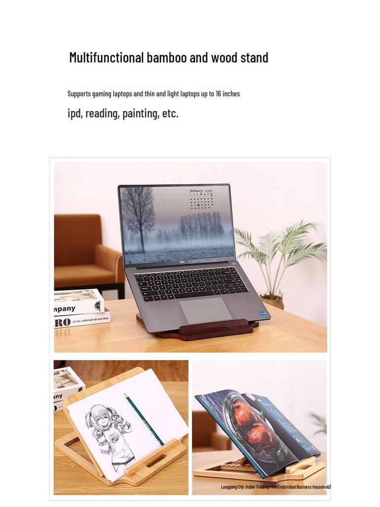 2025 Portable Solid Wood Folding Laptop & Tablet Stand with Cooling Riser