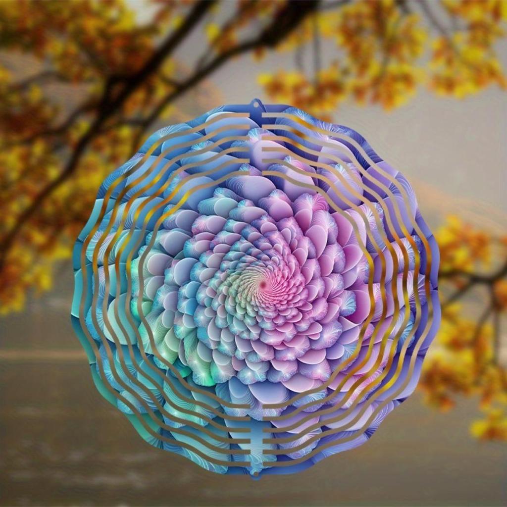 Яркий 10-дюймовый подвесной ветряной спиннер для декора сада и балкона с вращающимся на 360° крюком, элегантный кружащийся дизайн в розовом, голубом, фиолетовом и зеленом цветах