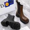 Ботильоны на платформе, женские туфли на высоком каблуке с квадратным носком, брендовые дизайнерские модные ботинки челси, зима 2025, тренд, ретро, ботинки, женские