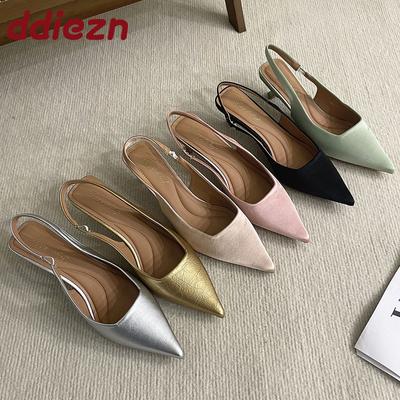 Модная женская обувь слипоны, неглубокие женские сандалии на низком каблуке, модная обувь с острым носком, женские сандалии на каблуке, туфли-лодочки