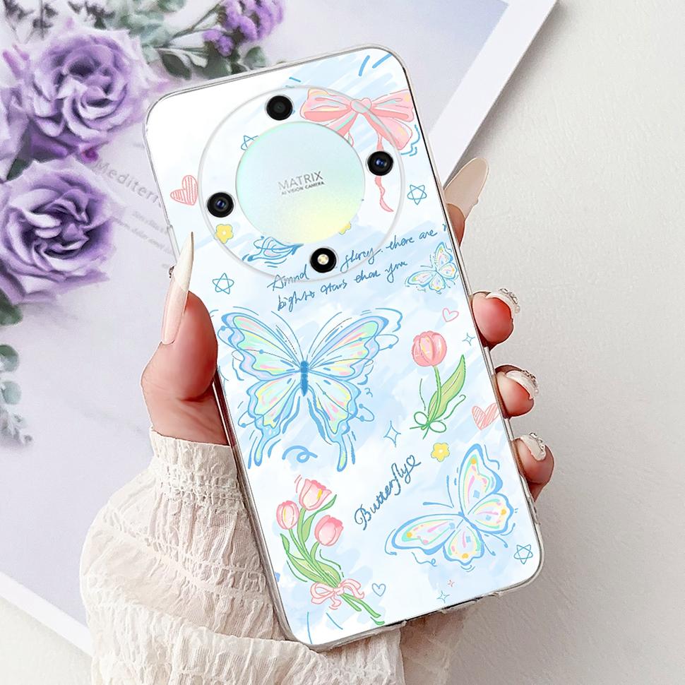 Чехол для Honor X9b 5G Цветок Бабочка Расписной Чехол Мягкий Силиконовый Корпус Для Honor X9 X9 b HonorX9b 5G Чехол для Телефона