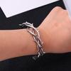 Gothic Thorn Cuff Bracelet For Unisex Punk Barbed Wire Bangle Stainless Steel Twisted Jewelry Gift