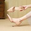 New one-word bag head high heels femininity pointed head thin heel red sole sexy hollow sandals women