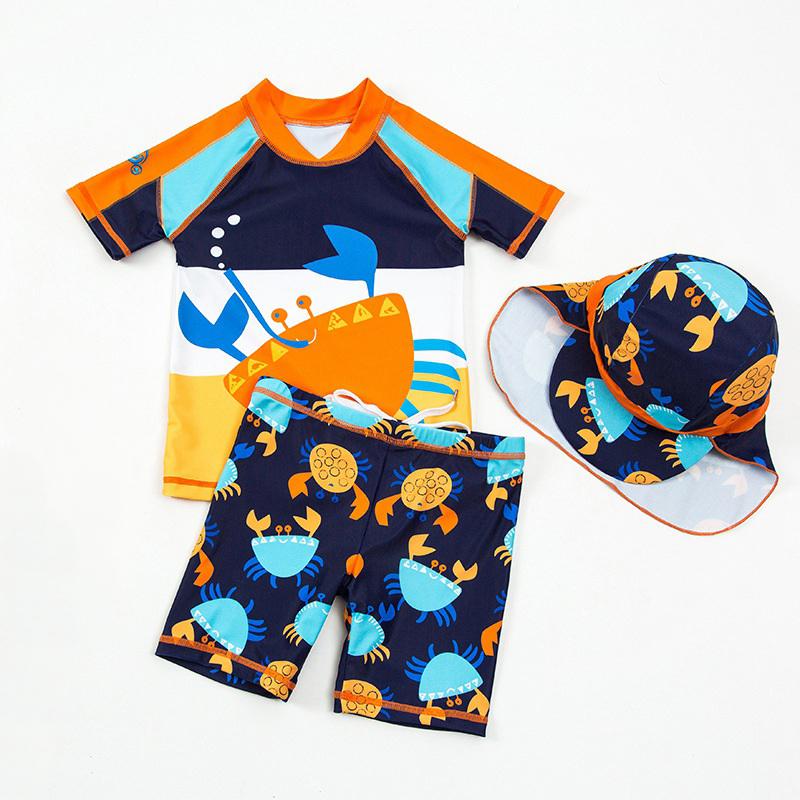 Baby Toddler One Piece Zip Sunsuits with Sun Hat Infant Beach Swimsuit