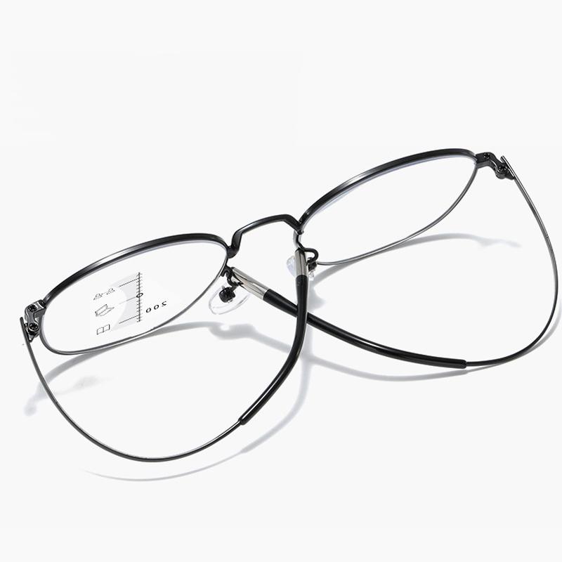Men's and Women's Latest Fashion Multifocal Reading Presbyopia Glasses Neutral Fashion Square Frame Anti-blue Light Reading Glasses