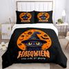 3pcs Cute Happy Halloween Cat Witch Hat Bedding Set - 1 Soft Quilt Cover + 2 Pillowcases, Machine Washable - Suitable for All Seasons, Perfe