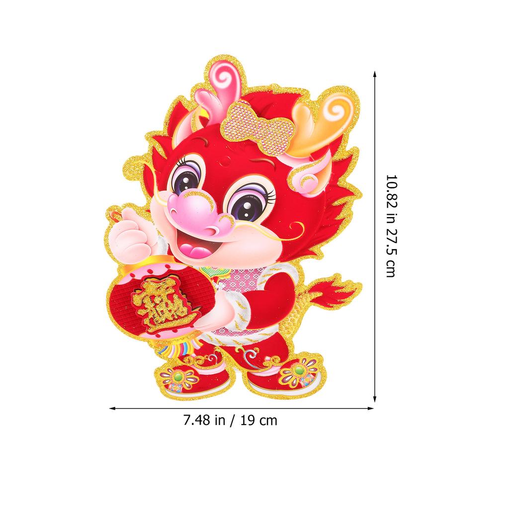 2Pcs Dragon Window Decals Chinese New Year Decoration Set Strong Adhesive Door Wall Stickers for Holiday Party Home Garden Decor