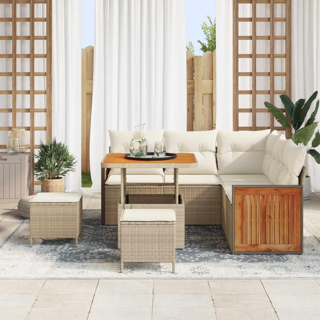 Garden Sofa Set with Cushions 8 pcs Beige and Cream