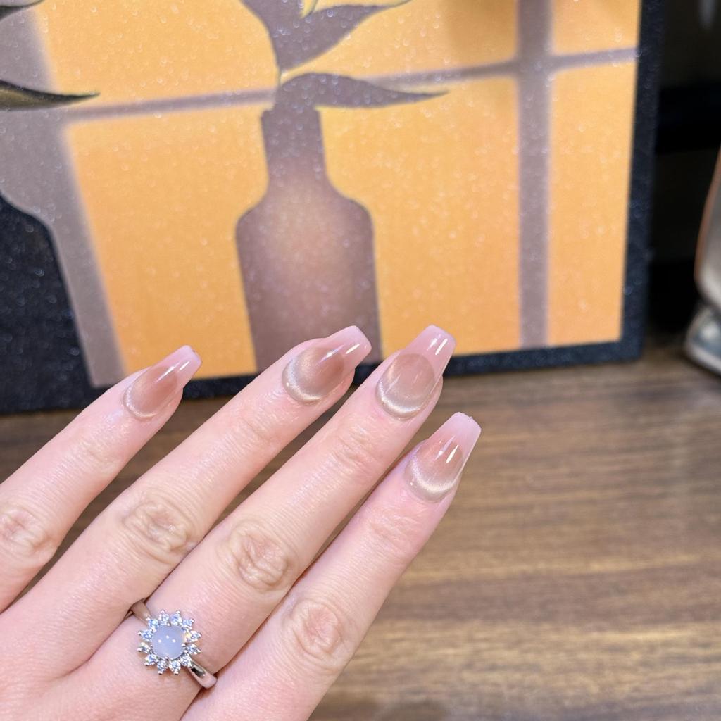 Original Pink French Reverse Cat Eye Blush Handmade Press-On Nails