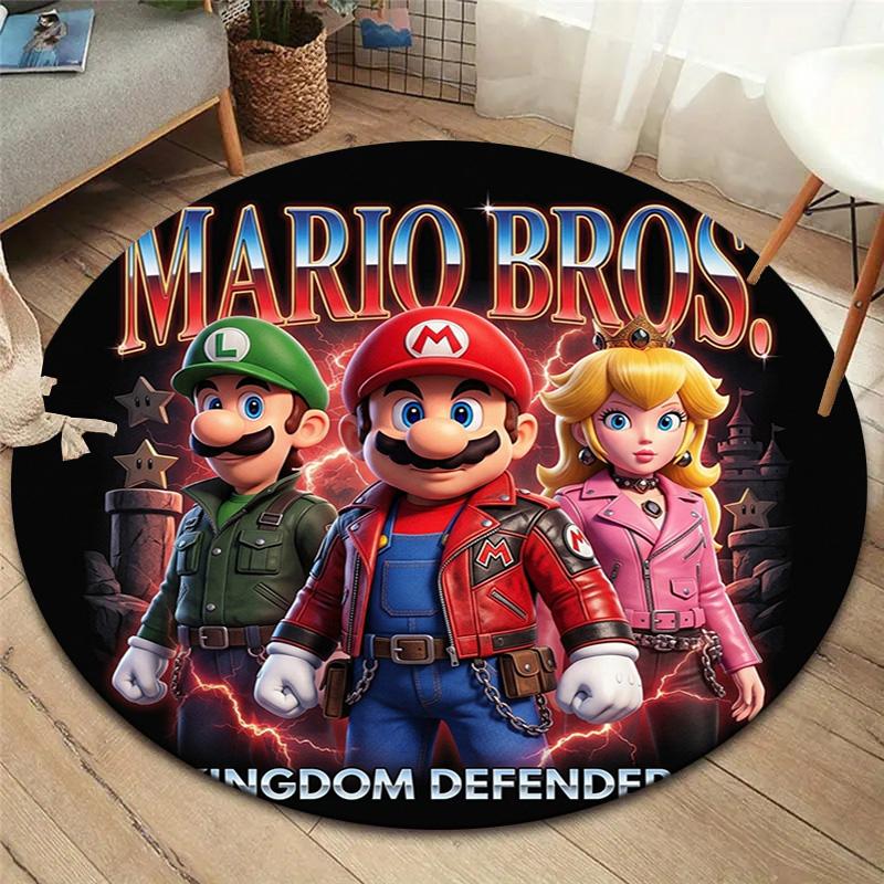 Super Mario Round Area Rug Carpet Rug For Living Room Bedroom Sofa Playroom Decor Nonslip Floor Mat