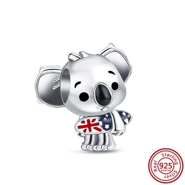 New Panda Owl Unicorn Lucky Cat Dog Lion Elephant Animal Beads Fit Charm Bracelet Women 925 Silver Jewelry