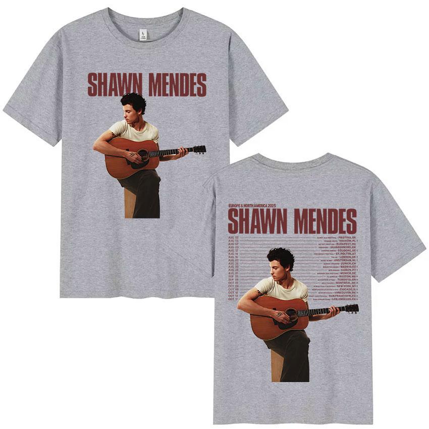 Singer Shawn Mendes Tour 2025 Album Graphic T-Shirt Men Fashion High Quality Cotton T Shirts Hip Hop Gothic Short Sleeve T Shirt