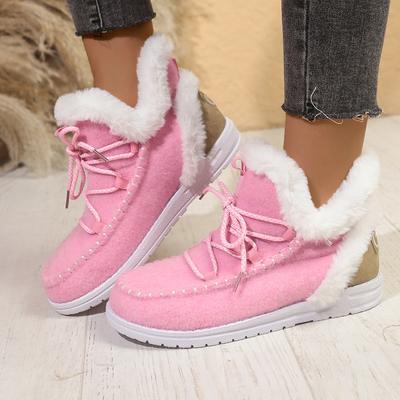 Хлопковые туфли большого размера для женщин, зимние новые, европейские и американские, с круглым носком, на низком каблуке, бархатные, на шнуровке, с коротким голенищем, пушистые туфли для женщин