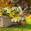 Outdoor Garden Stake Rabbit and Eggs Lawn Sign for Easters and Seasonal Event Elegant Spring Party Yard Decoration