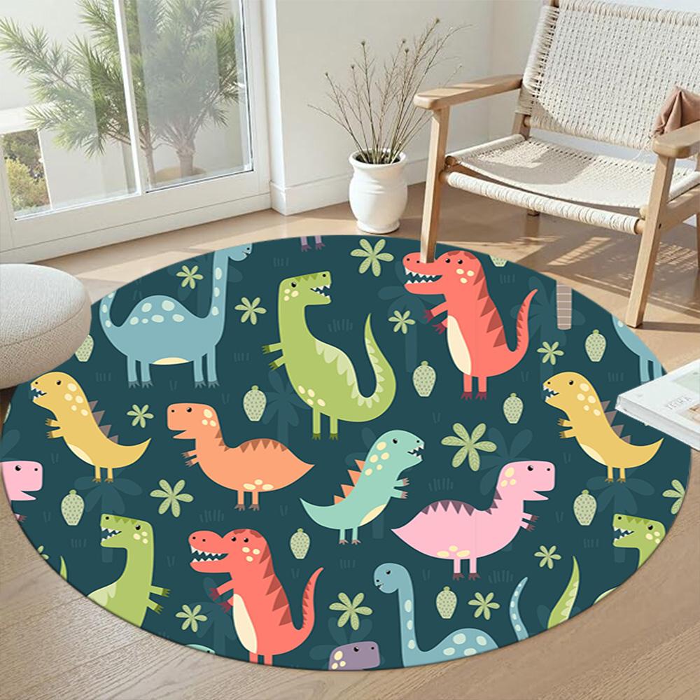 Dinosaur Round Carpet Design for Living Rooms Bedrooms Entryway Playrooms Anti-slip Round Rug Office home decor Perfect Birthday Christmas Gift Idea