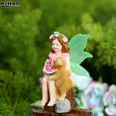 Забавная статуэтка феи, Аксессуары для сада фей, Скульптура из смолы для микроландшафта, Цветочного горшка, Газона, Двора, Сада