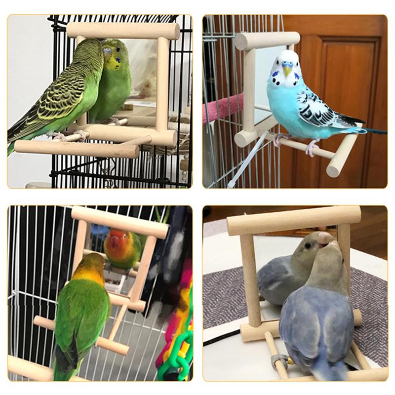 Bird Mirror With Perch Bird Perch Mirror Toy Stand Bird Toy Cockatiels Cage